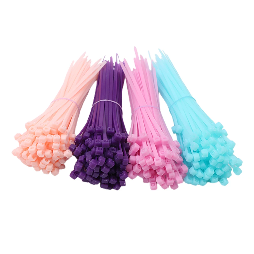 100 шт. разноцветные пластиковые кабельные стяжки ремешок скрепки 102 мм х 2