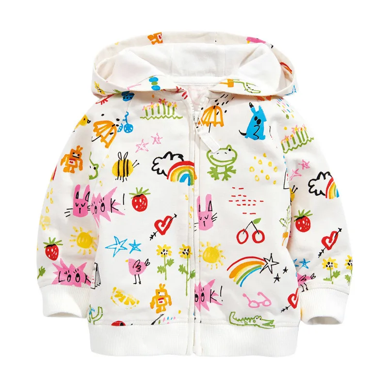 Купи Jumping Meters New Arrival Cartoon Girls Jackets Hooded Zipper Hot Selling Baby Outwear Cute Baby Clothes Coats Children's Wear за 719 рублей в магазине AliExpress