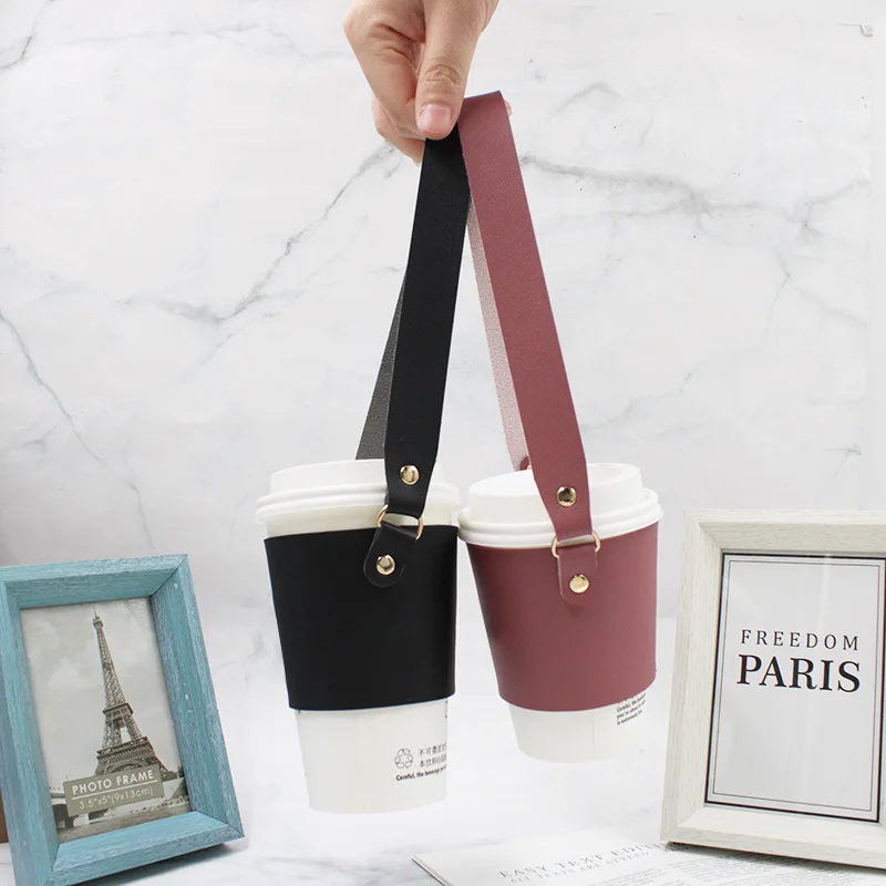 

PU Leather Portable Cup Cover Milk Tea Shake Cup Cover Thermal Insulation Coffee Cup Outer Package Cup Cover