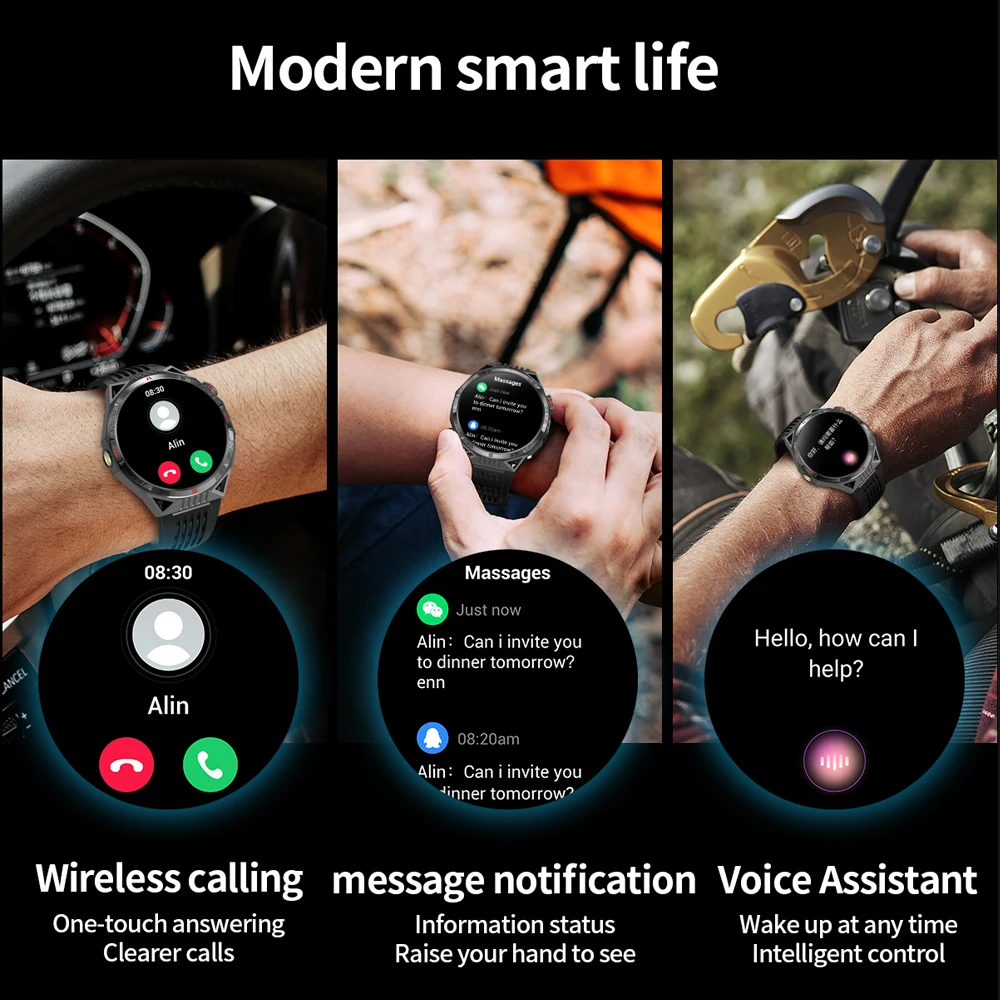 Для Huawei XIAOMI 1 85 дюйма HD экран Smartwatch мужчины лазерный компас GPS спорт фитнес трекер