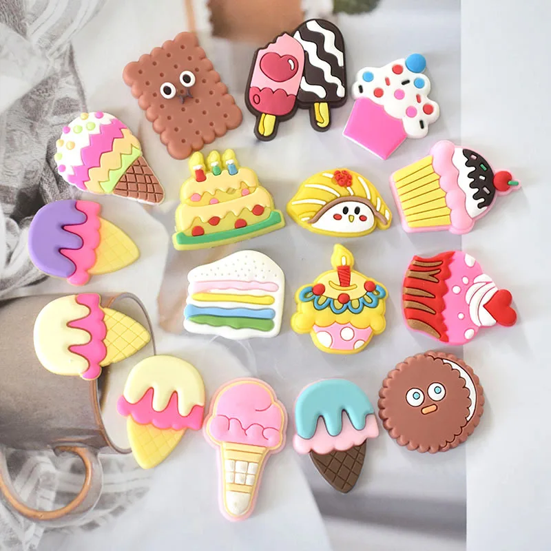 Cute Jibz 16pcs Cartoon Food  DIY Croc Shoe Charms Funny Garden Accessories Buckle fit Clogs Sandals Pins Decorate Kids Gift