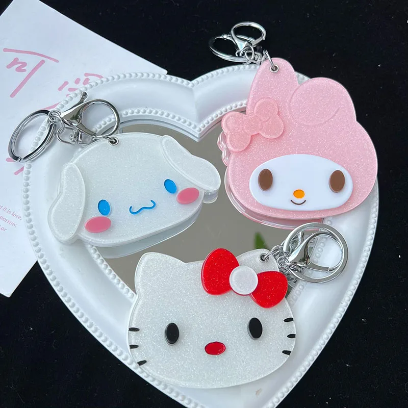 

Кавайная маленькая фотография Sanrio Hello Kitty Cinnamoroll мультяшное аниме милое портативное зеркало для макияжа для девочек рождественские подарки