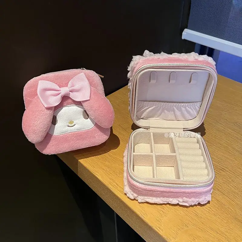 Ins Kawaii Portable Travel Ring Necklace Jewelry Plush Storage Box Gifts