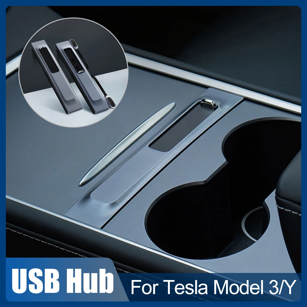 

Upgrade USB Hub For Tesla Model 3 Y 2021 2022 27W Quick Interior Charger Intelligent USB Docking Station Shunt Hub Accessories