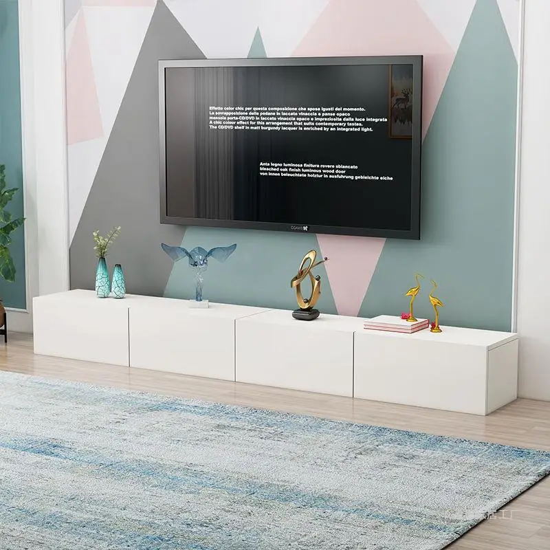 

Деревянный пол, белая подставка для телевизора, простой универсальный современный европейский телевизор для хранения, минималистичный большой многофункциональный салонный стол, мебель для комнаты