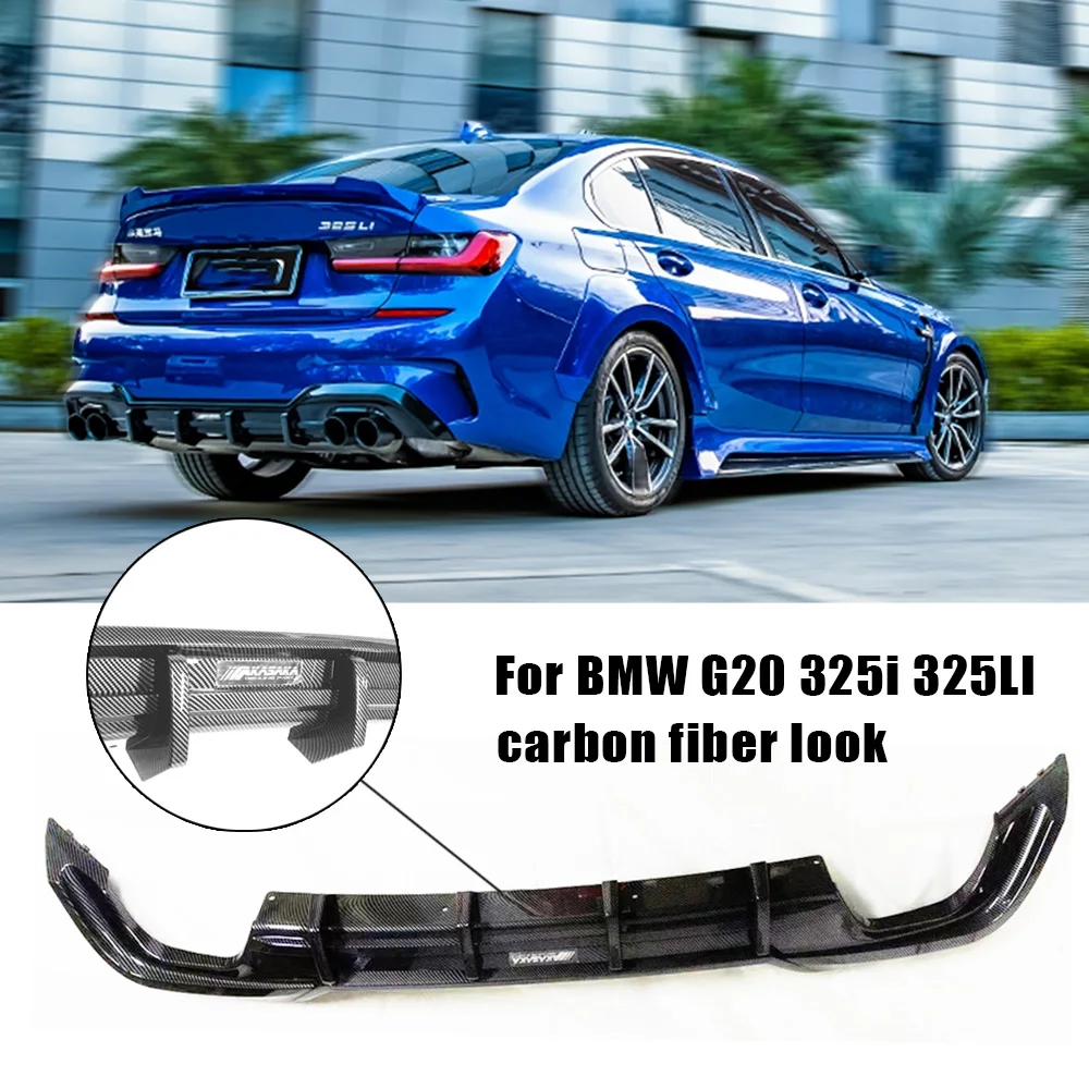 Car Body Kit Spoiler Plate Rear Bumper Diffuser Lip For BMW G20 325i 325LI M Sport 2019-2020 AKASAKA