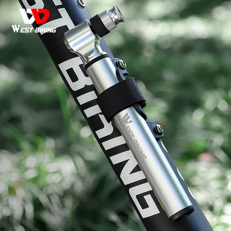 

WEST BIKING Mini Bicycle Pump Portable Manual Two-Way Air Pump 300PSI MTB Road Bike Tire Football Inflator Aluminium Alloy