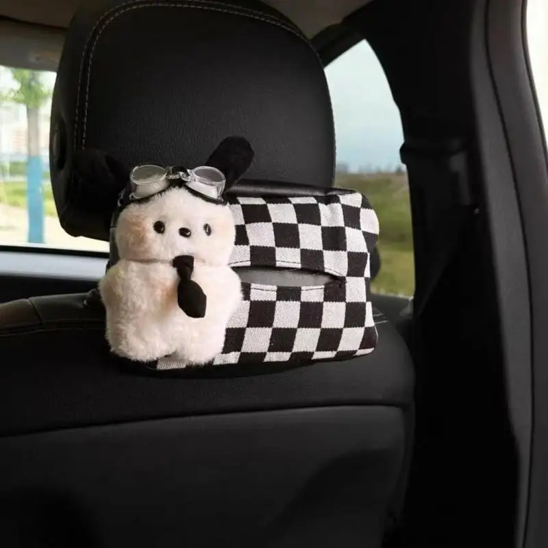 

Sanrio Pochacco Hanging Plush Tissue Box Cartoon Car Seat Back Decoration Tissue Box New Car Interior Gift Cute Decoration