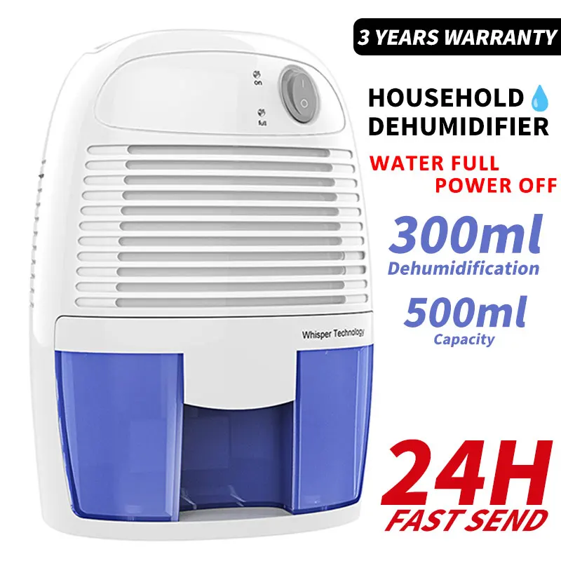 

500ml Portable Mini Air Dehumidifier Quiet Moisture Absorbers Air Dryer for Damp Mould Moisture In Basement Bathroom Wardrobe