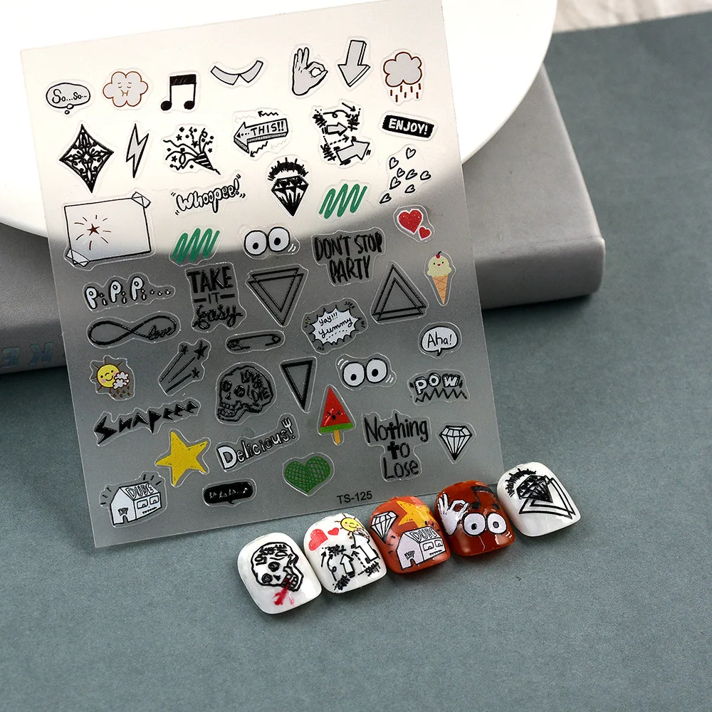 

Водостойкая 5d-наклейка для наращивания ногтей, рельефный элемент черепа, аксессуары для отделки ногтей