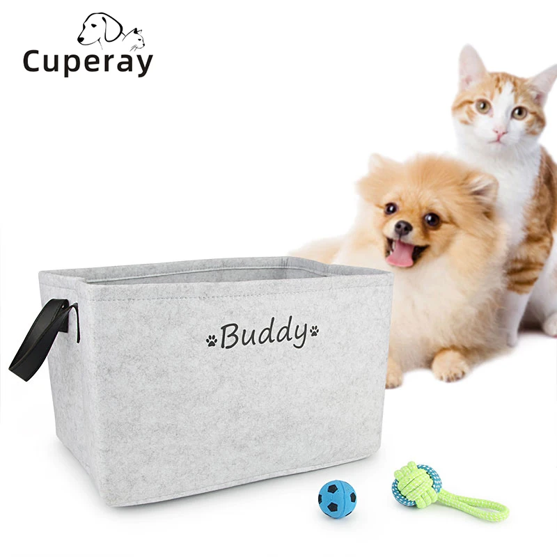 

Personalized Custom Felt Dog Toy Baskets,Pet Supplies Storage Basket with Handle Collapsible Dog Toy Storage Box for Cat Dog Toy