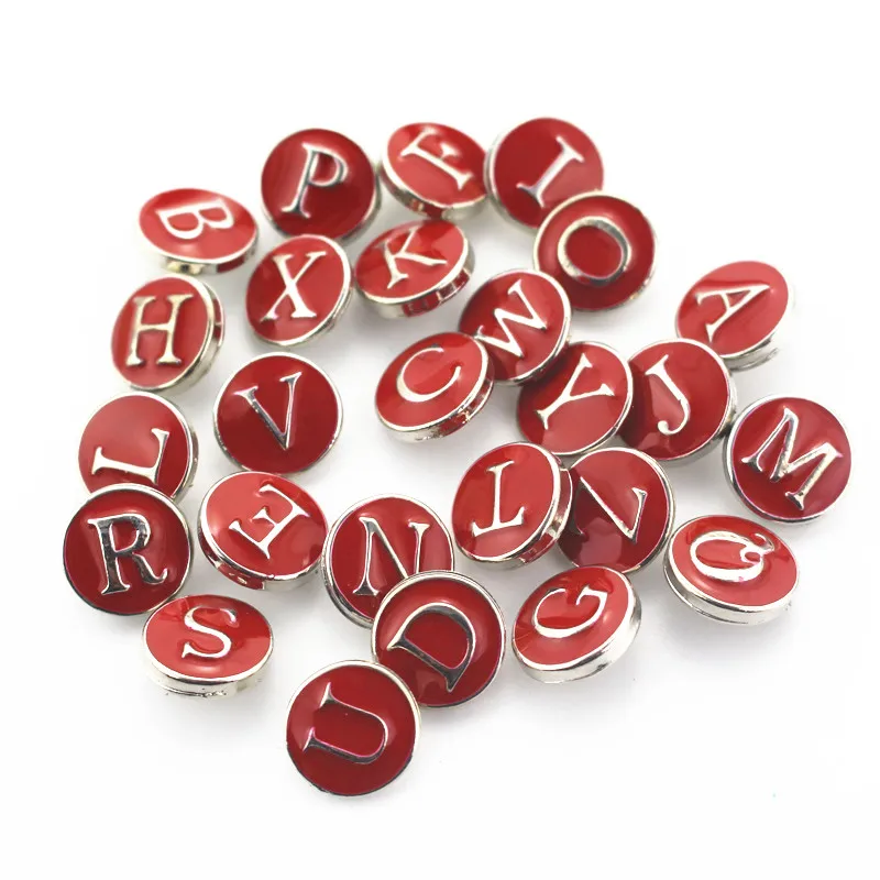 

26pcs/lot Red A-Z Alphabet Snaps Button 12mm Snap Button Jewelry DIY Premium Sofa Shirt Button Jewelry