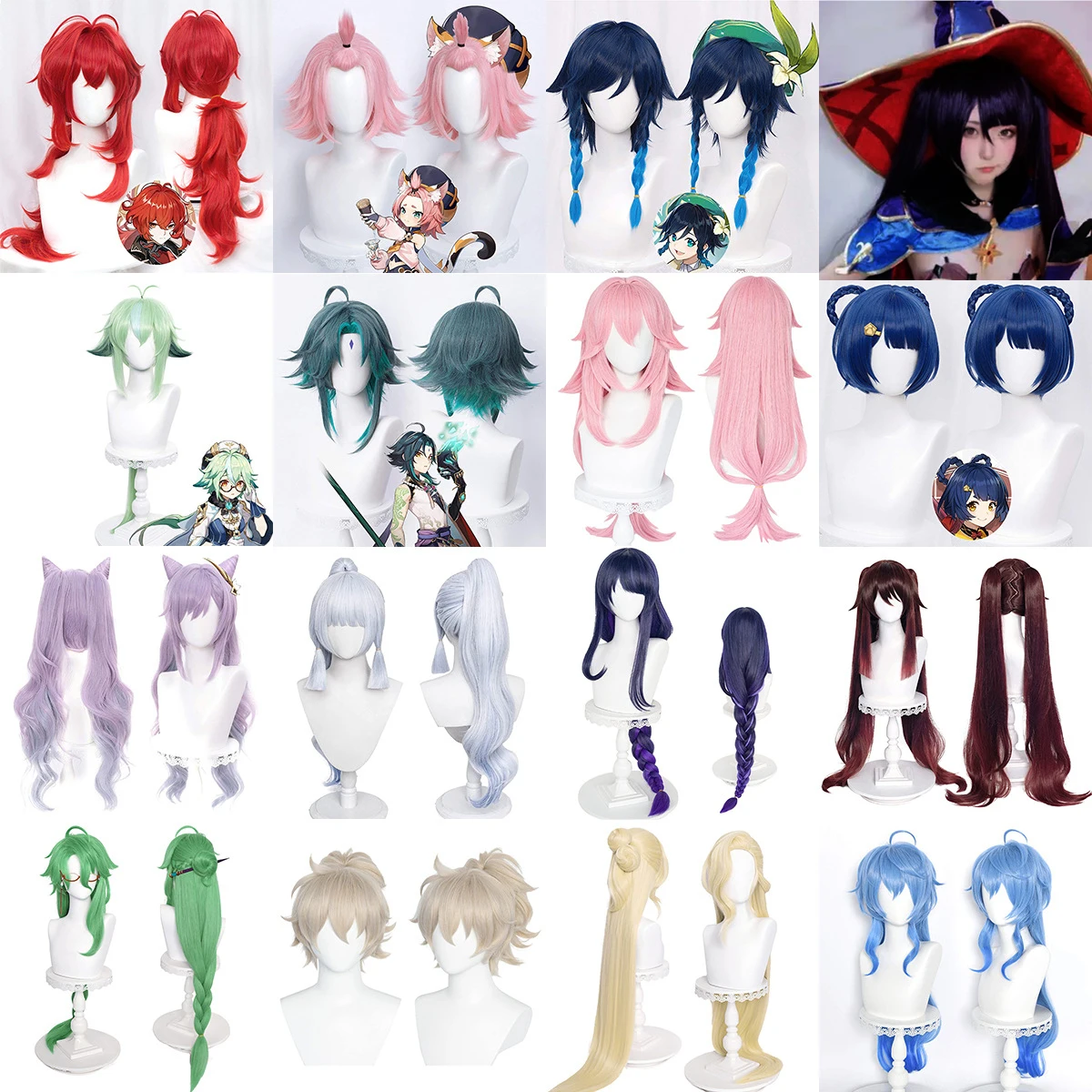

Genshin Impact Venti Diluc Zhongli Xiao Kaeya Ganyu Barbara HuTao Aether Tartaglia Klee Ningguang Cosplay Wig halloween costume