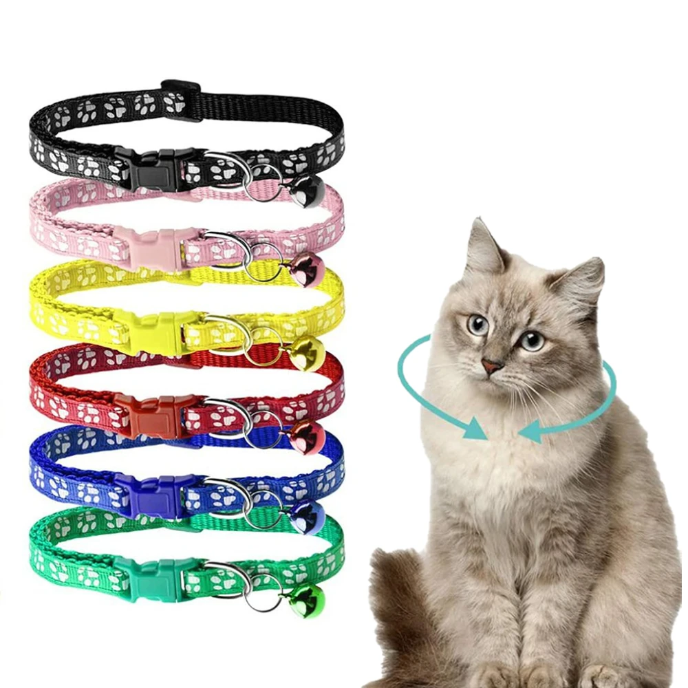 

6 шт. с колокольчиком, ошейники, деликатная безопасность, красочные аксессуары для собак, щенков, кошек, регулируемый безопасный колокольчик, кольцо для домашних животных