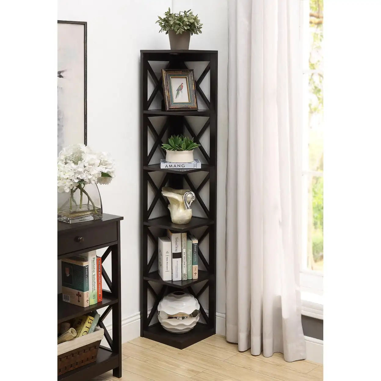 

Convenience Concepts Oxford 5 Tier Corner Bookcase, Espresso