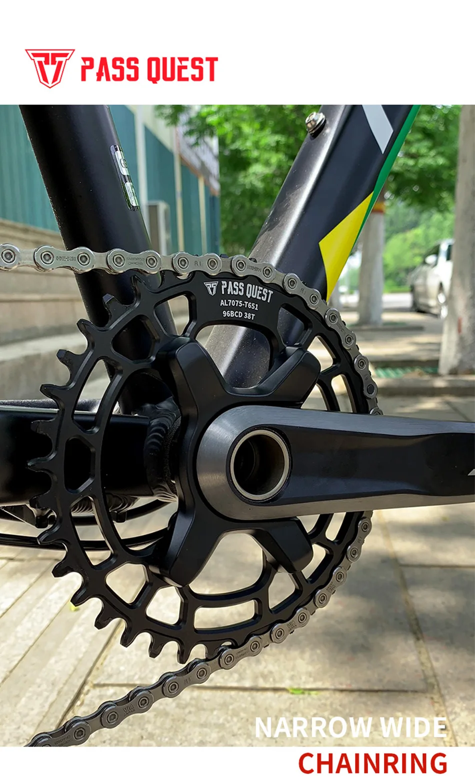 PASS QUEST 96BCD MTB из алюминиевого сплава узкое широкое кольцо цепи 32T-48T велосипедная