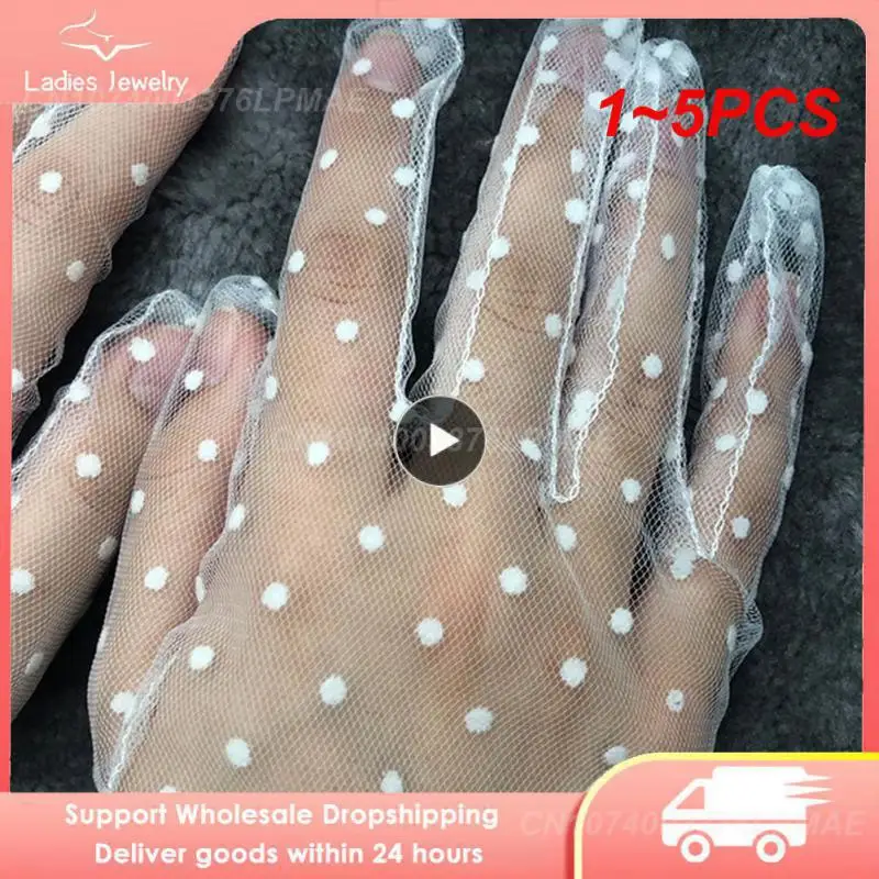 

Женские сексуальные прозрачные перчатки в горошек, черные, белые сетчатые тюлевые перчатки, женские Клубные перчатки для выпускного вечера, танцевальные платья, 1 ~ 5 шт.
