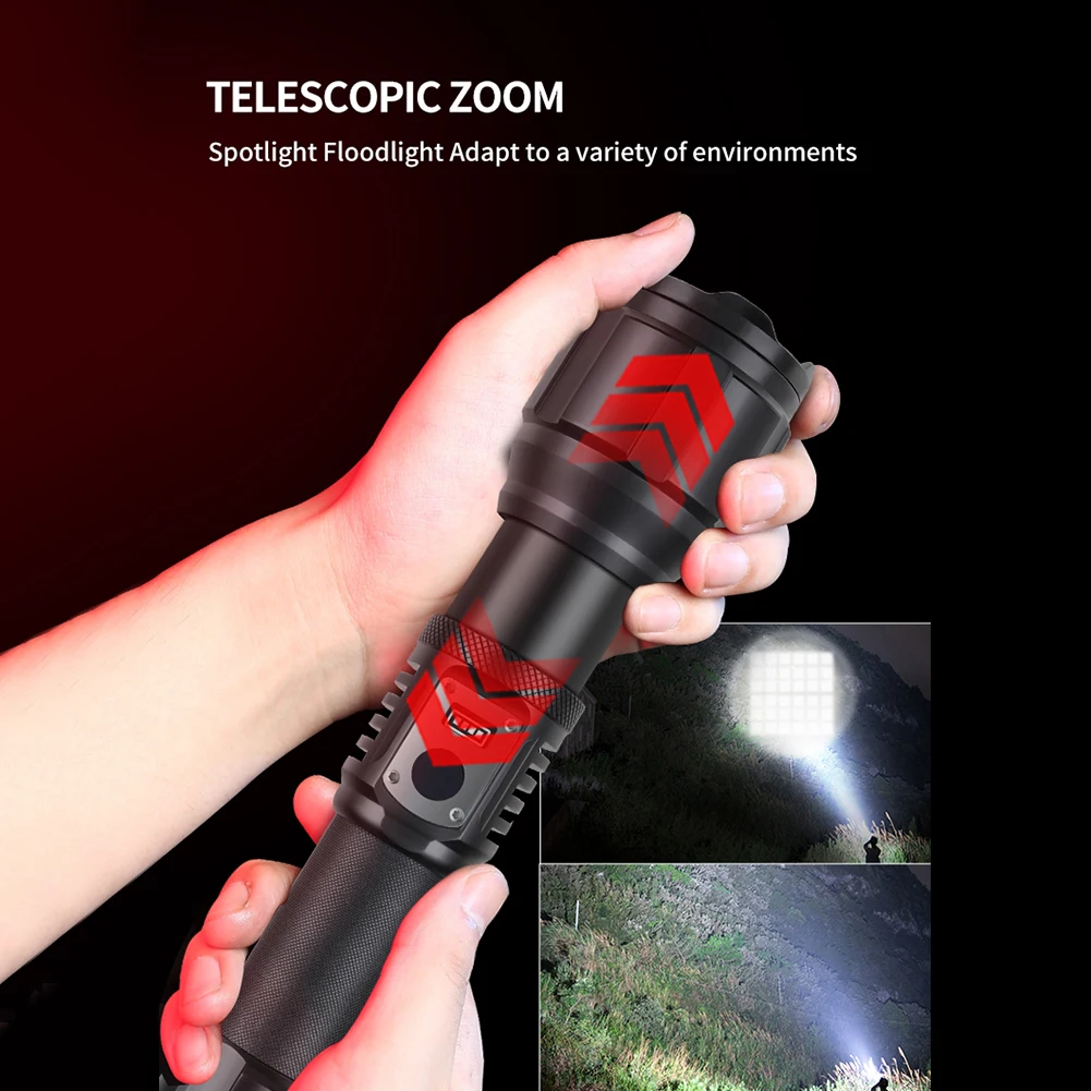 

36-Core Powerful Led Flashlight Cob Side Light Usb Rechargeable XHP360 Torch Super Bright IPX4 Waterproof Camping Fishing