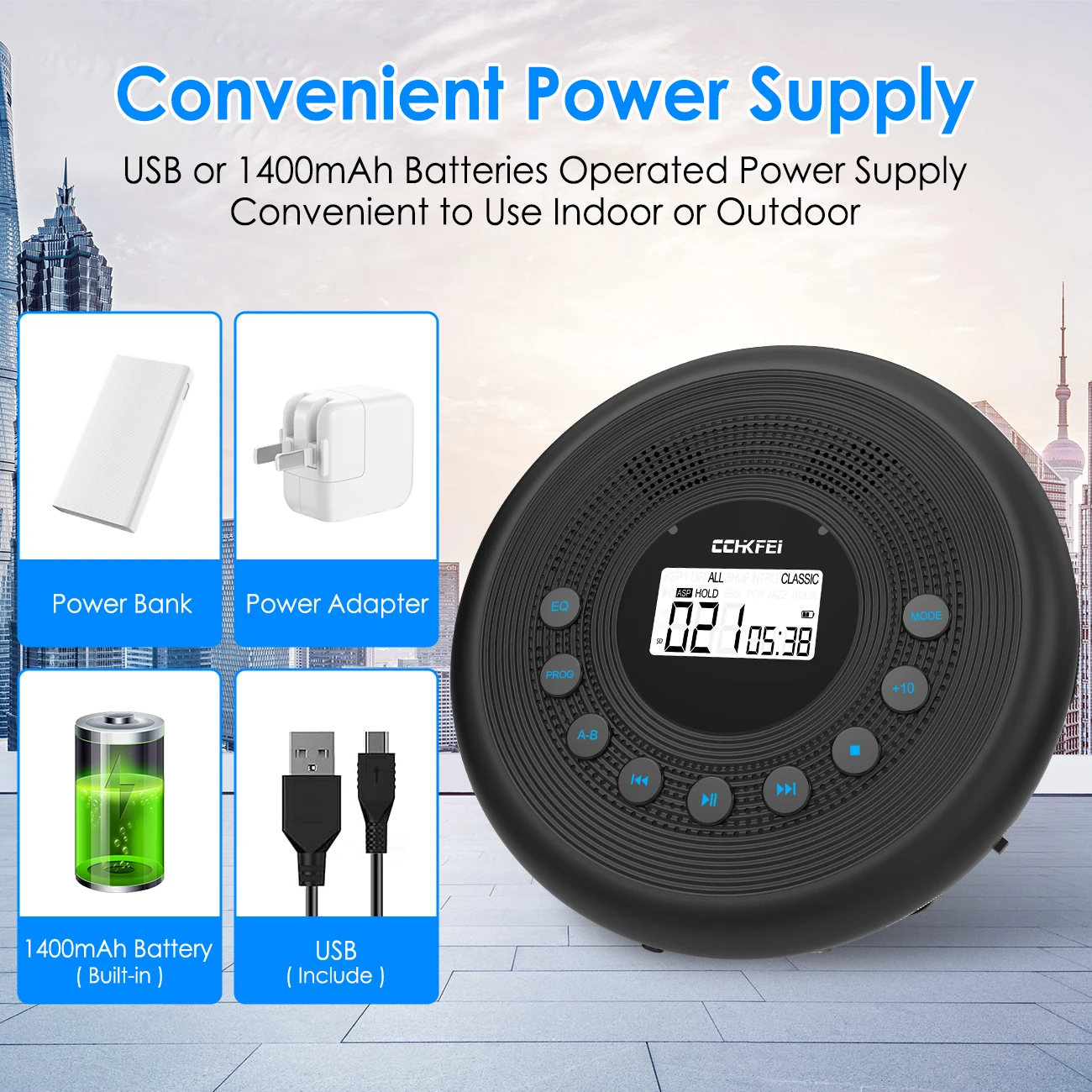 With Speaker Rechargeable 1400mah With Shock/slip Protection, Headphones，aux Cable For Car, Home And Travel