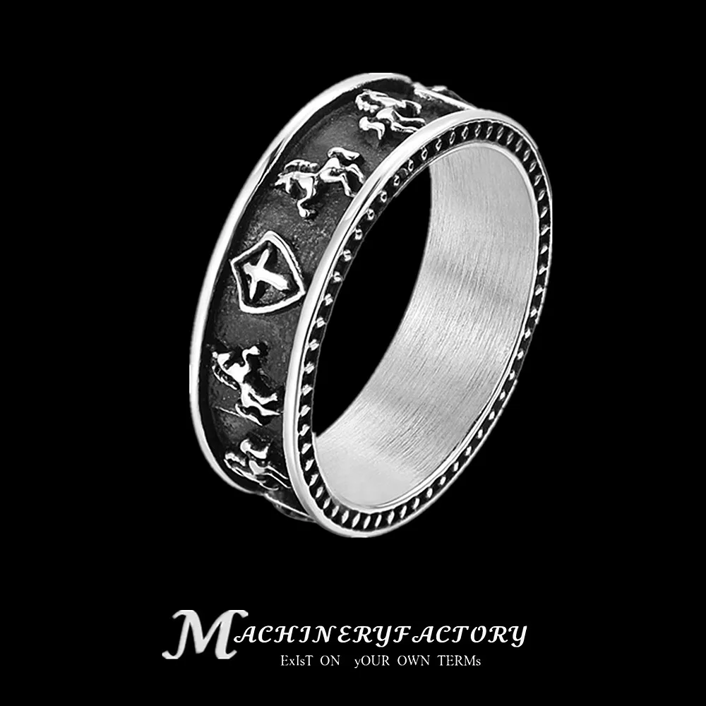 

Fashion Knight Templar Stainless steel Ring Cross Sword Shield Ring Amulet Men Domineering Ring