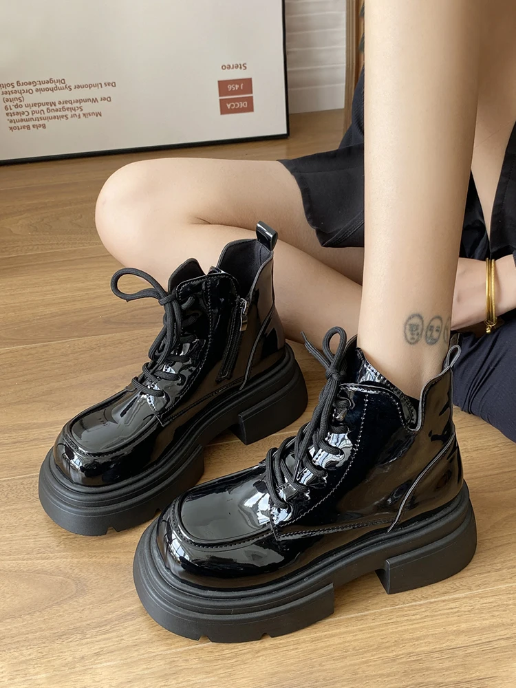

Shoes Fashion Boots Woman Zipper Boots-Women Round Toe Punk Rubber Lolita Ankle Rock Ladies High Heel Autumn 2023 Riding