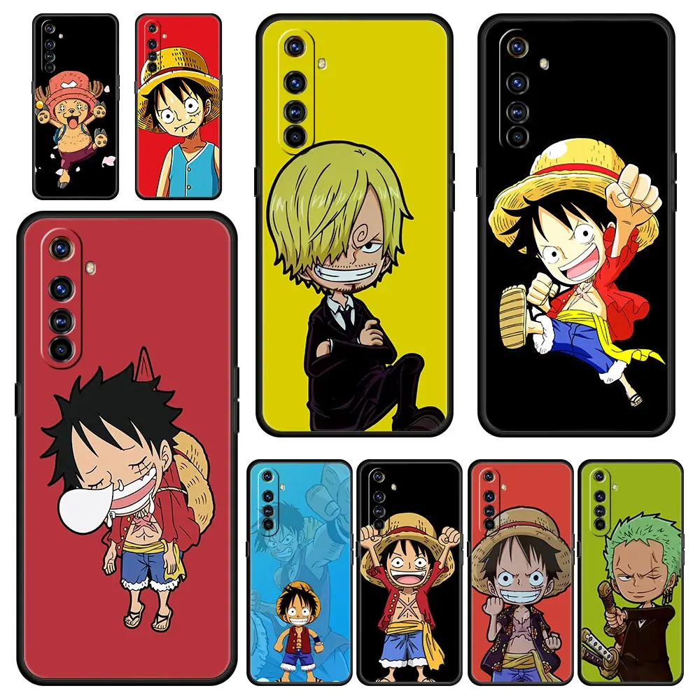 

One Piece Luffy Anime Cute Phone Case For Realme 9 8 7 6 GT2 Pro Plus 5G 8i 9i C3 C21 C11 C25 Soft Silicone Black Cover Shell