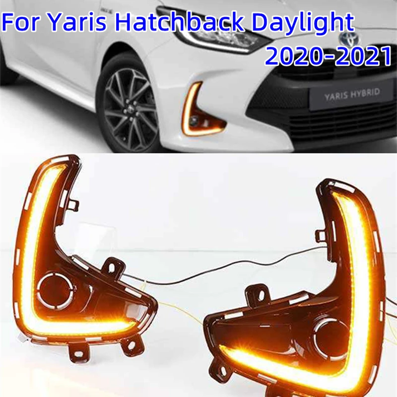 

2 Pcs Car LED Drl For Toyota Yaris Hatchback 2020-2021 Drl Fog Lamp Daytime Running Light Daylight