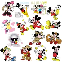 mickey mouse heat transfer pvc patches disney letter anime iron on transfer appliques for clothing diy thermal transfer sticker