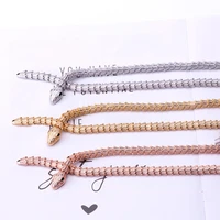 designer collection fashion jewelry women lady plated gold color inlaid full cubic zircon snake snakelike thick collar necklace