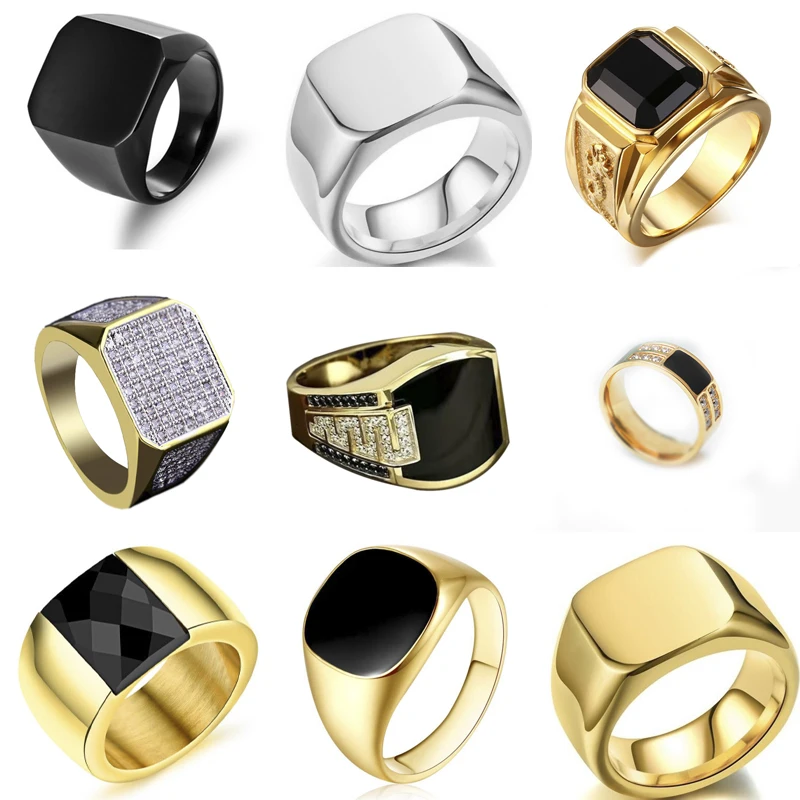 

Biker Punk Style Rings for Men Width Signet Square Finger Fashion Brand Jewelry Accessories Whole Sale