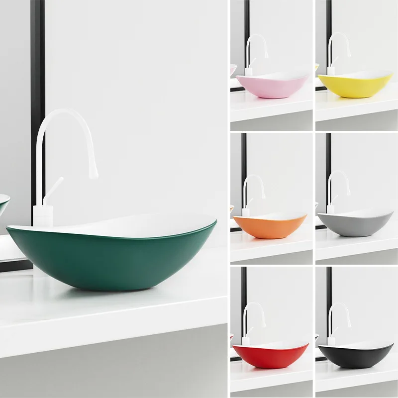 

Small Size Ceramic Table Basin Ingot Green Balcony Wash Basin Art Basin Mini Bathroom Washbasin Basin