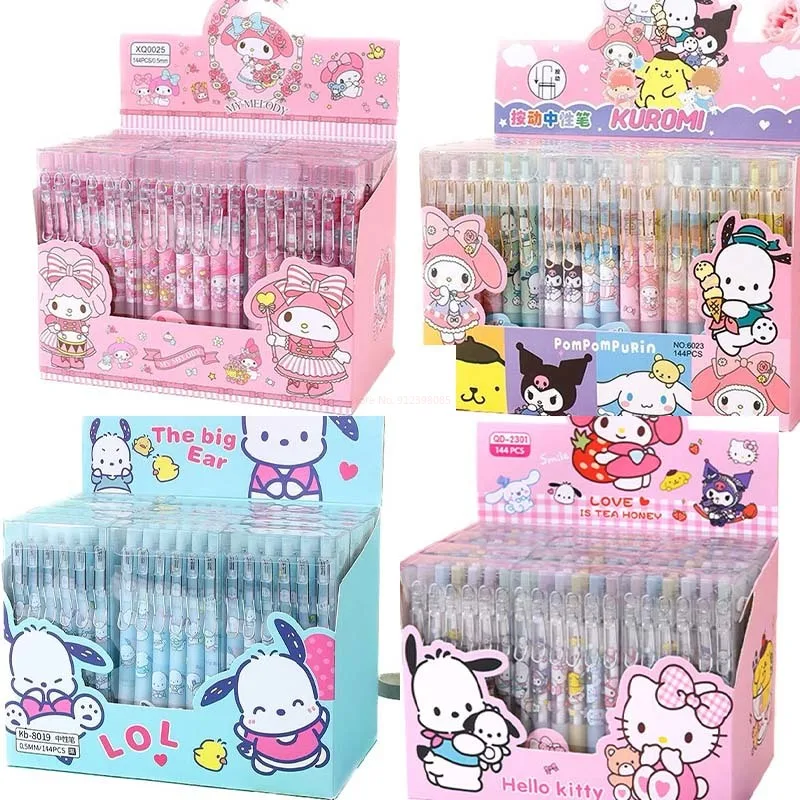 

Новинка, стилус Sanrio, 12-24 шт., Kuromi Melody Cinnamoroll почтовая ручка, студенческие канцелярские принадлежности, ручки для письма 0,5, черный школьный детский прибор для осмотра