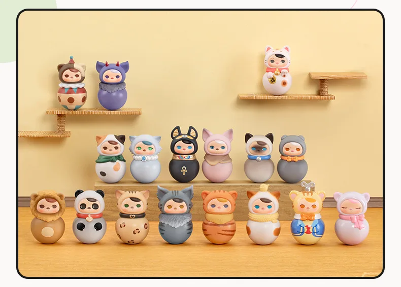 Popmart Pucky Roly Poly Kitty Tumbler Series слепая коробка гаражный комплект милая коллекция