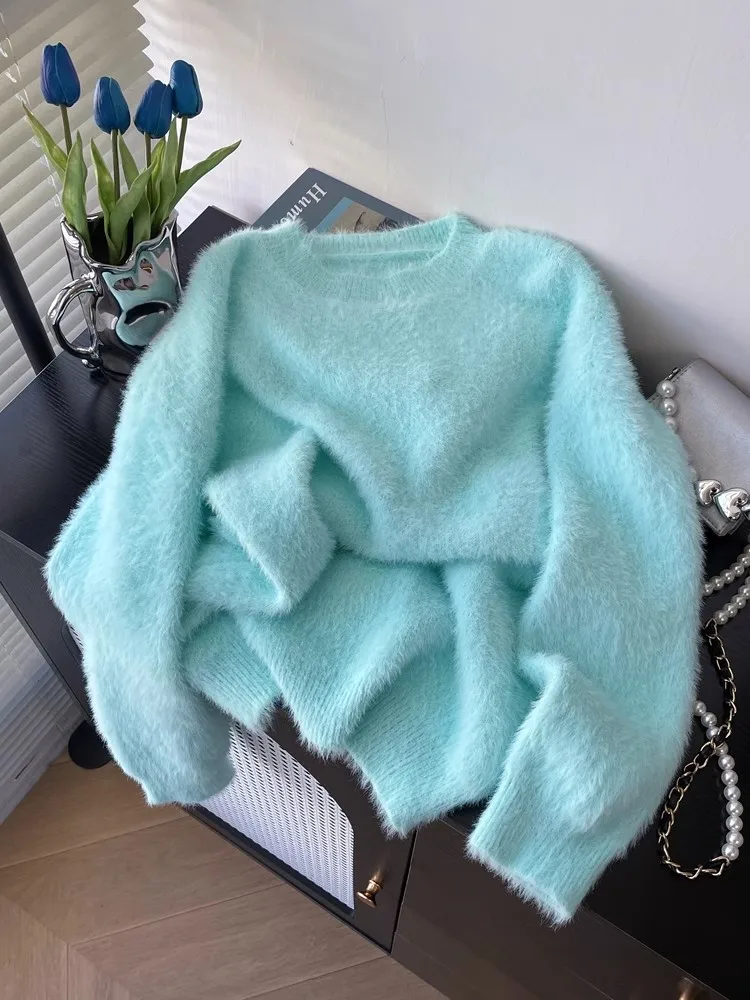2024 новинка осени и зимы модные мягкие вязаные пуловеры из мохера женские