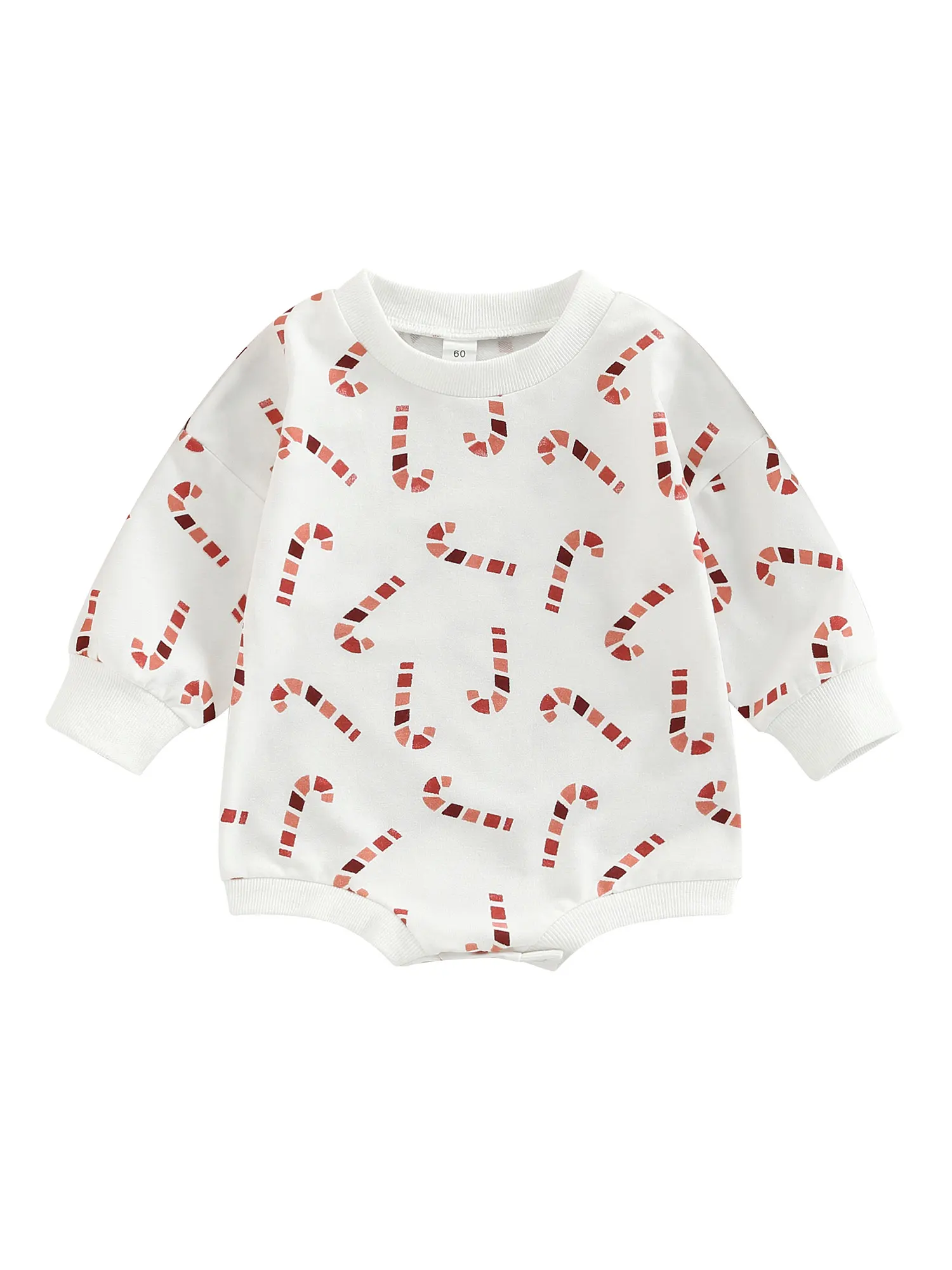 

Рождественский комбинезон для новорожденных девочек и мальчиков, зимний, Осенний комбинезон с длинным рукавом и ярким тростниковым принтом