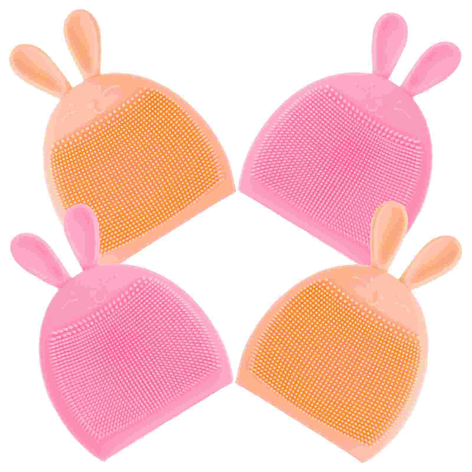 

4pcs Silicone Cleansing Brush Cartoon Rabbit Shape Exfoliator Scrub Brush Blackheads Brush Silicone Scrubby For Pore