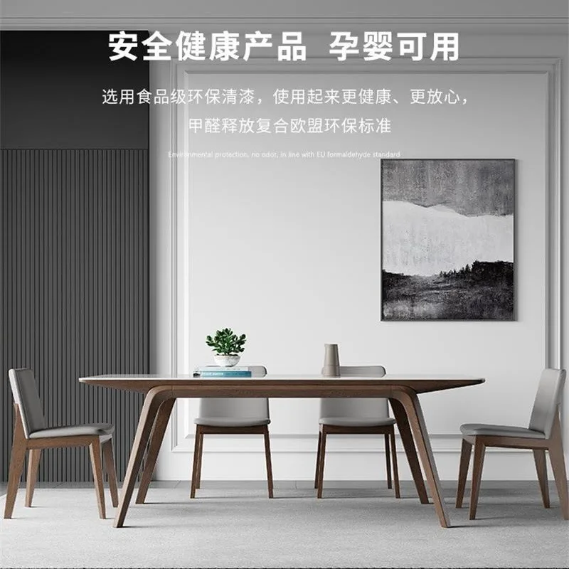 

Glossy Slate Solid Wood Dining Table Modern Simple Home Small Apartment Table Nordic Light Luxury Italian Rectangular Dining