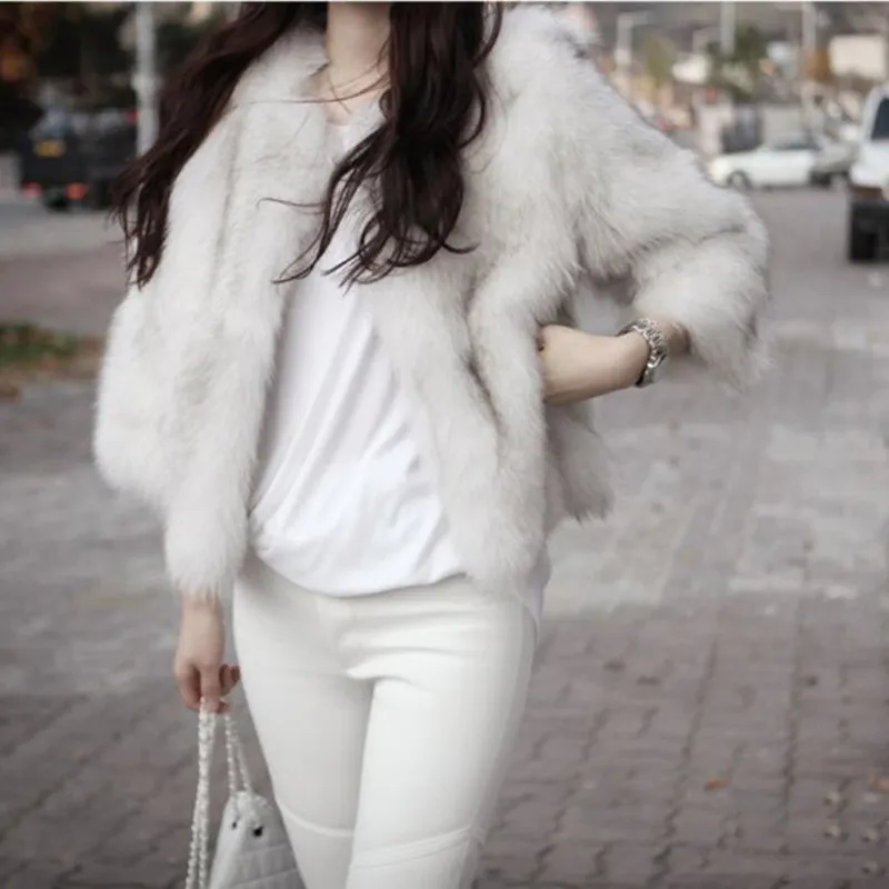 Winter Short Coat Women's Imitation Fox Fur Coat Women's Fashion Slim Small Fragrance Faux Fur Coat Free Shipping Jacket Women