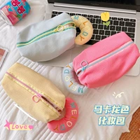ins makaron color sweet cute pencil case simple style large capacity student pencil bag cosmetic storage bag school stationery