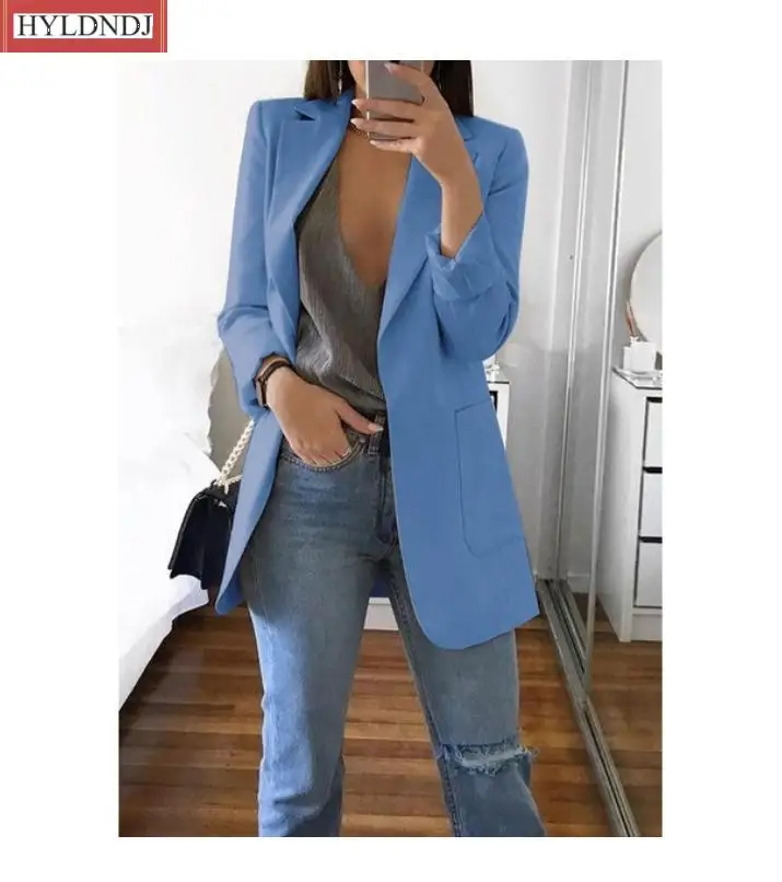 

Spring Autumn Explosions Fashion Lapel Slim Cardigan Temperament Large Size Suit Jacket Women's Europe and The United States