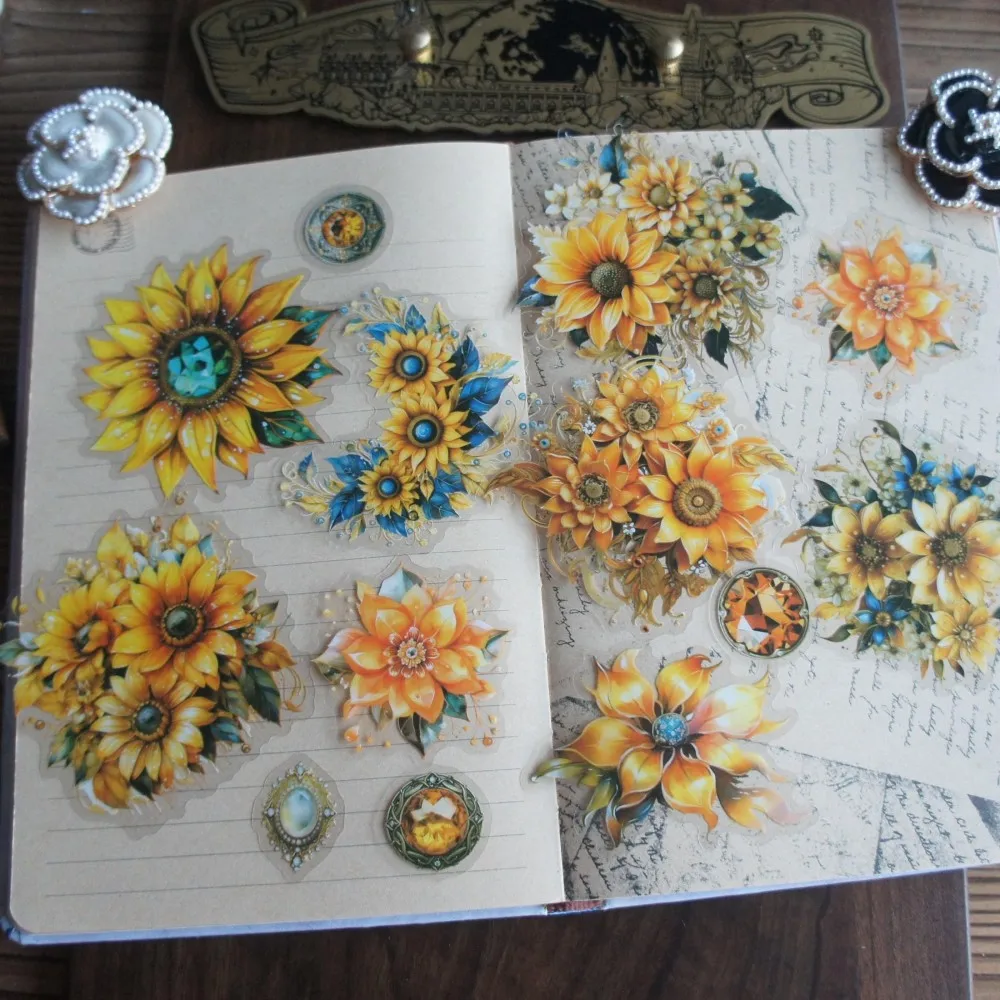 28 шт. цветы из кристаллов стиль драгоценных камней ПВХ наклейка скрапбукинг