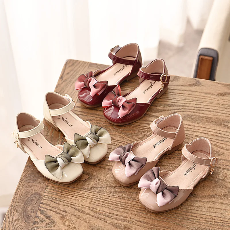 

Baby Girl Leather Shoes Spring Autumn Sweet Princess Kids Flats With Bow-knot Kids Wedding Party Shoes For Girls Mary Janes New