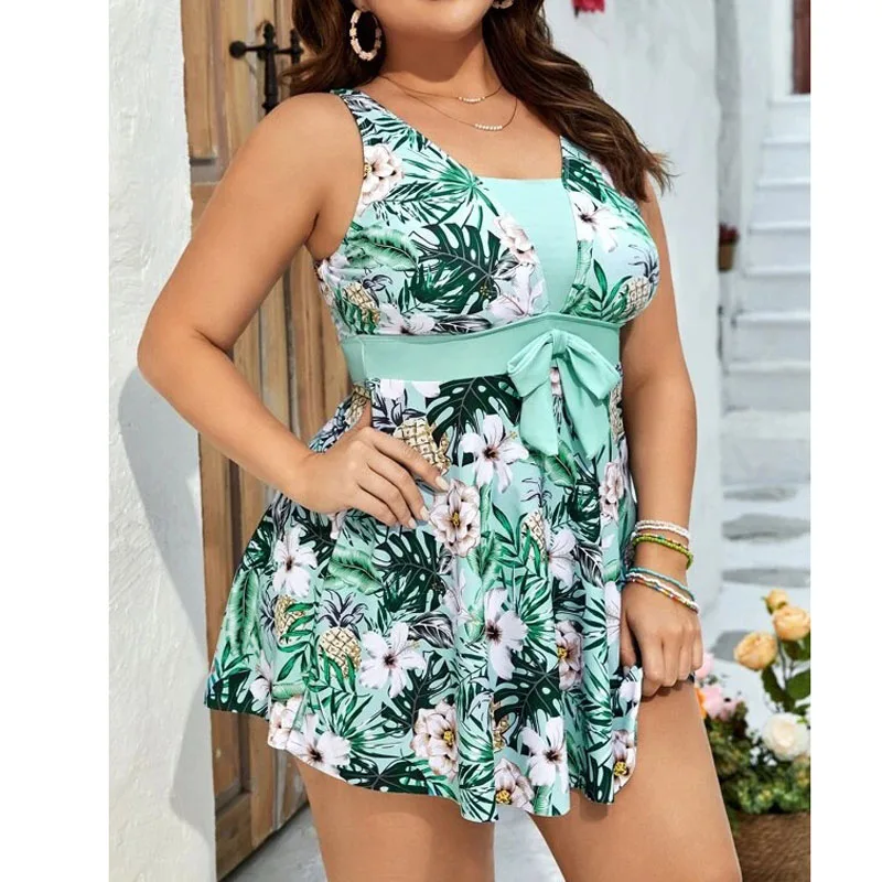 

Новинка 2023, купальник-танкини с цветочным принтом, Женский Цельный купальник с принтом, женский купальный костюм с высокой талией, купальник, летняя пляжная одежда