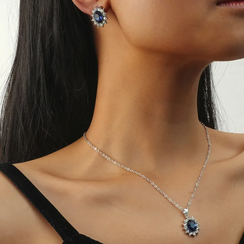

Красочные драгоценные камни Капля воды квадратный кулон ожерелье серьги-гвоздики для фотографий ювелирный подарок
