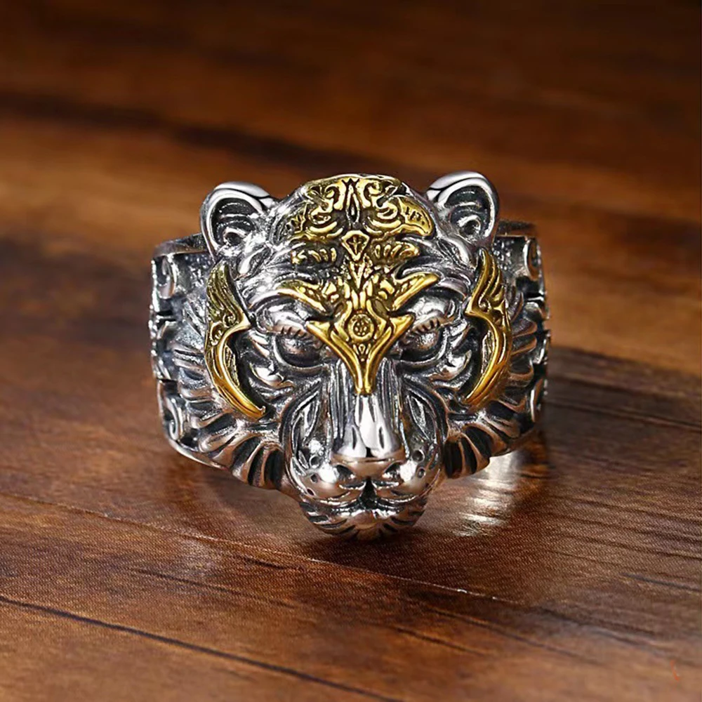 

Vintage Tiger Ring For Men Accessories Personalized Animal Finger Ring Cool Punk Hip Hop Jewelry