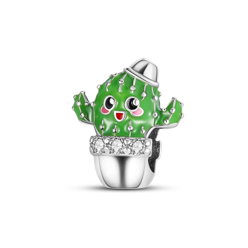 

Plata de ley 925 original cute potted cactus charm Fit Original 925 Pandora Bracelet&Bangle Making Fashion DIY Jewelry For Women