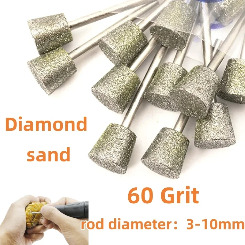 5/10/30 шт. C7 Алмазная шлифовальная головка 60 зернистость перевернутая трапеция K5 заусенцы шлифовальная гравировальная насадка для полировки нефритового камня