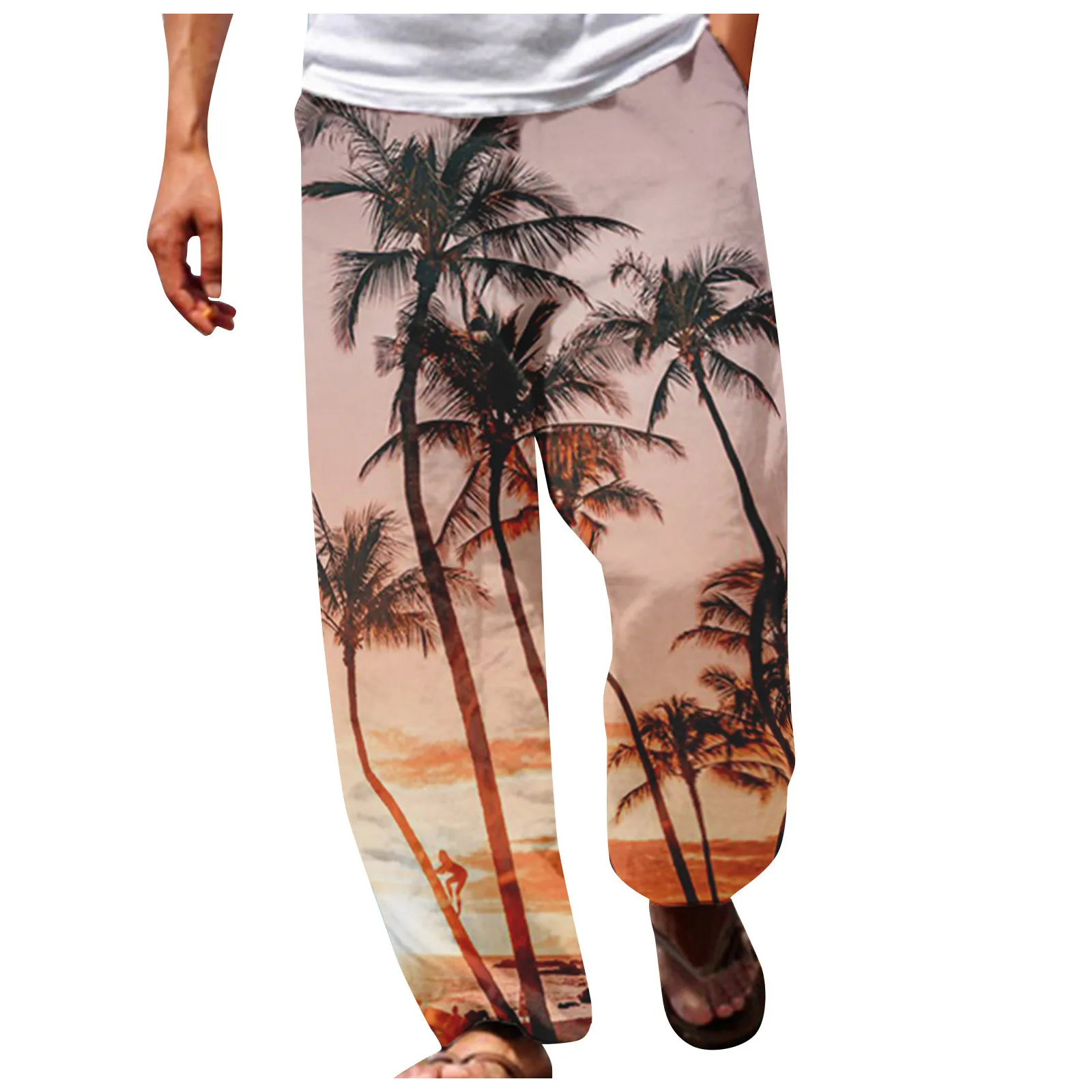 

Men trousers tropical Printed Wide Leg Pants Summer Fashion Sports Baggy Tide Trousers Darkwear Letter Streetwear Unisex