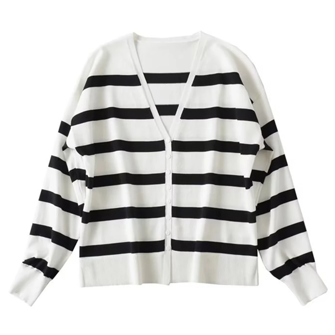 

Withered 2023 New Casual Striped Single Breasted Cardigans Fashion Knitted Jacket Women Tops