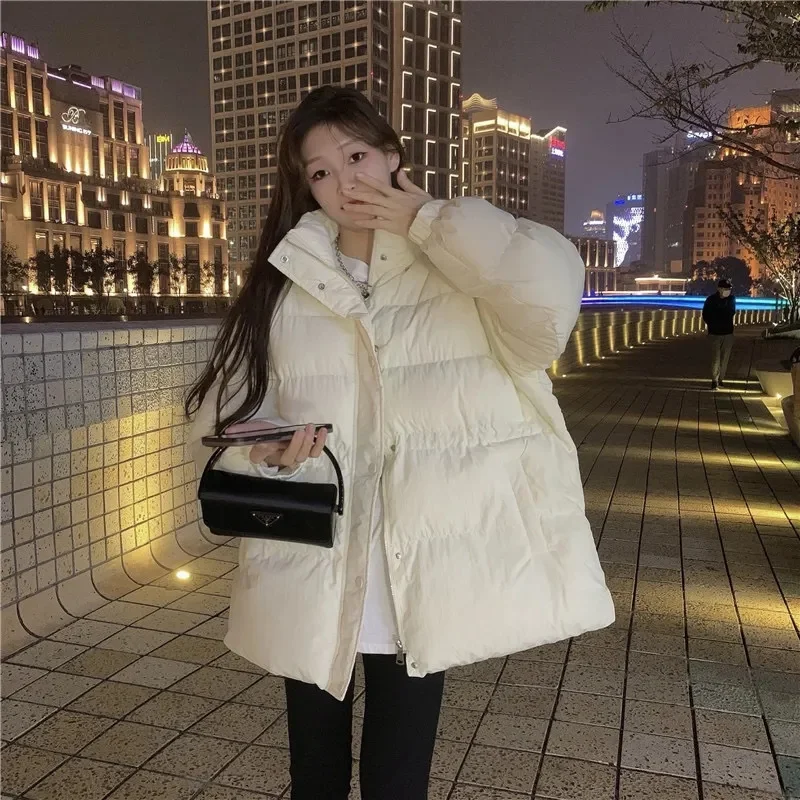 Winter Detachable Lace Collar Short Designer Jacket Women Hooded Korean Fashion Thick Warm Parkas Female Oversize Padded Clothes